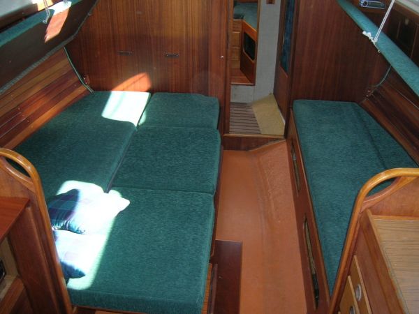 a cabin with a double-berth
